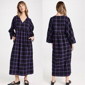 Mara Hoffman Aviva Dolman Sleeve Midi Dress Penny Plaid Purple Size XXS